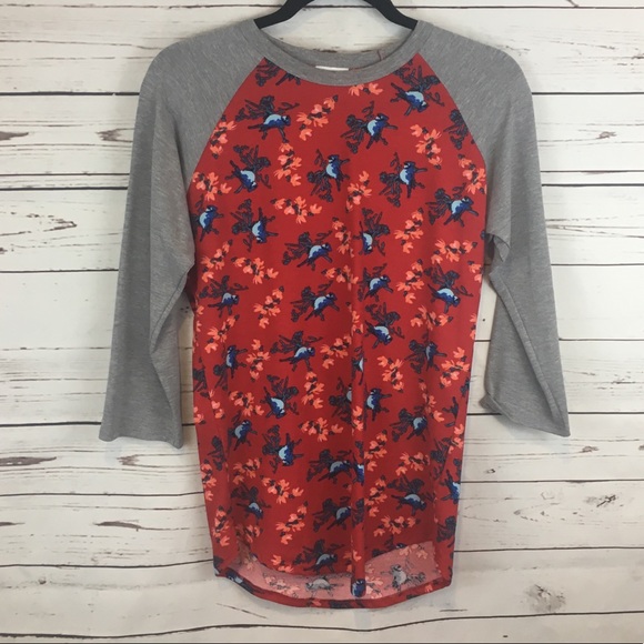 LuLaRoe Tops - NWOT! Gray Red and Blue Lularoe Randy Baseball Tee